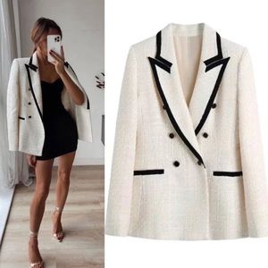 Zara tuxedo double breasted blazer | XL